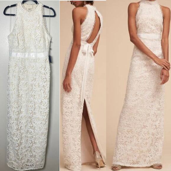 NWT BHLDN ADRIANNA PAPELL DRESS WEDDING GOWN IVORY WHITE LACE LONG MAXI BRIDAL - Picture 1 of 15
